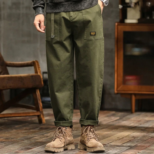 Men's Vintage High Waist Cargo Trousers