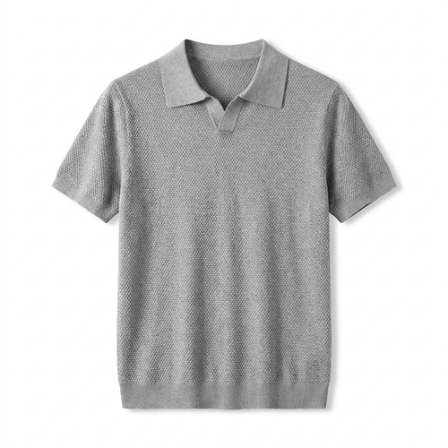 Men's Knitted Polo T-Shirt | Short Sleeve Seagull Collar Summer Top