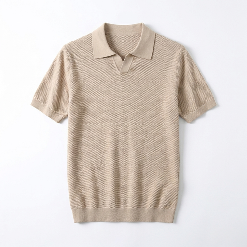Men's Knitted Polo T-Shirt | Short Sleeve Seagull Collar Summer Top