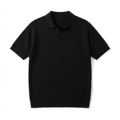 Men's Classic Polo Shirt - Black flat lay