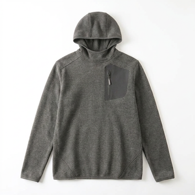 Cationic Fleece Hoodie - Dark Gray Flat Lay
