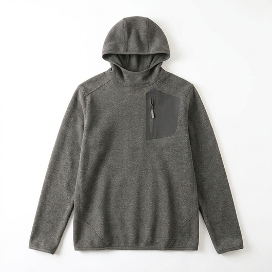 Cationic Fleece Hoodie - Dark Gray Flat Lay