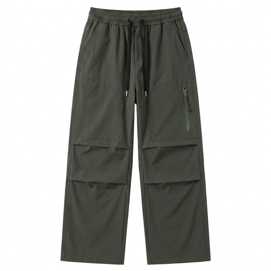 Army green flat-lay