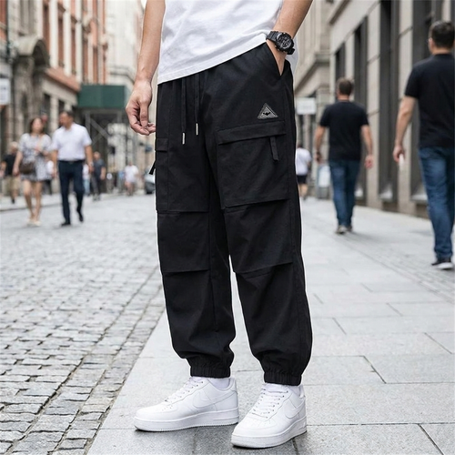 Men's Wide-Leg Cargo Trousers - Retro Loose-Fit Casual Pants