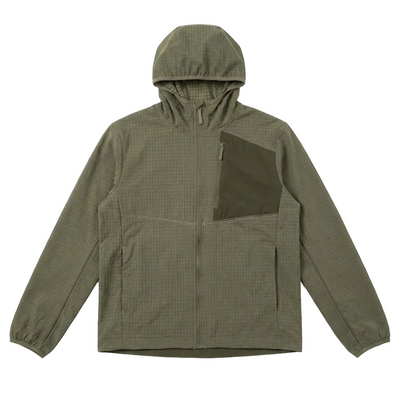 Army green flat-lay