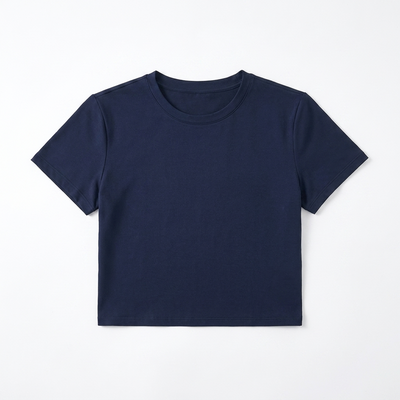 Soft Draped Crew Neck Tee Navy_1