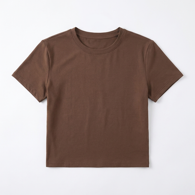 Soft Draped Crew Neck Tee Coffee_1