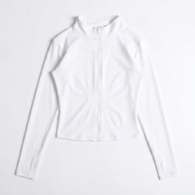 Zip-Up Fitness Jacket White_1
