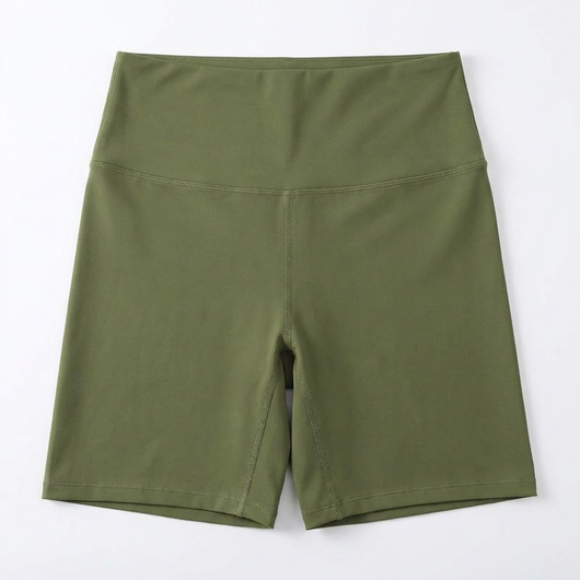 High-Waisted Yoga Shorts Olive Green_1