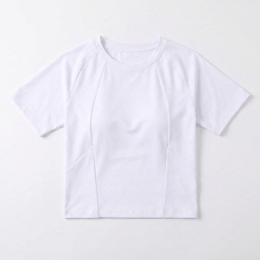 Round Neck Yoga Tee White_1