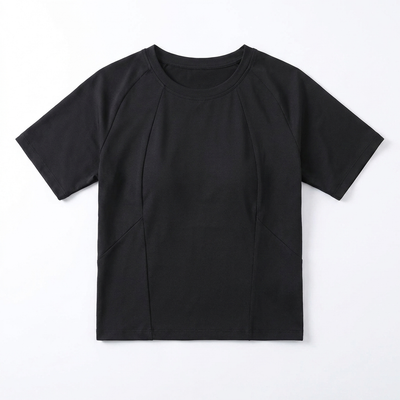 Round Neck Yoga Tee Black_1