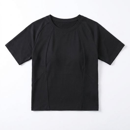 Round Neck Yoga Tee Black_1