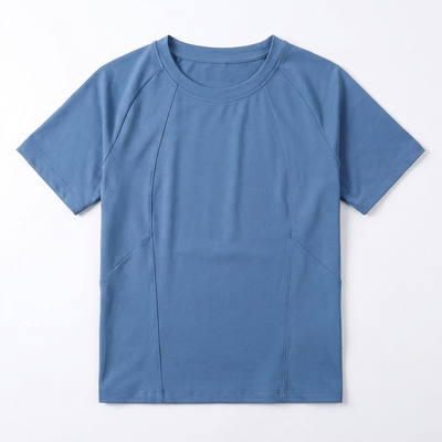 Round Neck Yoga Tee Blue_1