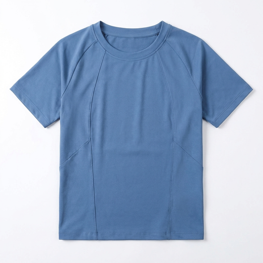 Round Neck Yoga Tee Blue_1