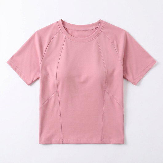 Round Neck Yoga Tee Pink_1