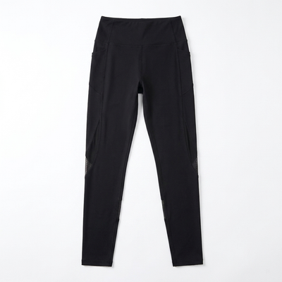 High-Waist Mesh Yoga Leggings with Pocket Black_1