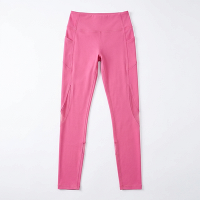 High-Waist Mesh Yoga Leggings with Pocket Pink_1