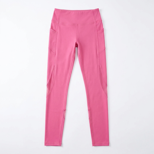 High-Waist Mesh Yoga Leggings with Pocket Pink_1
