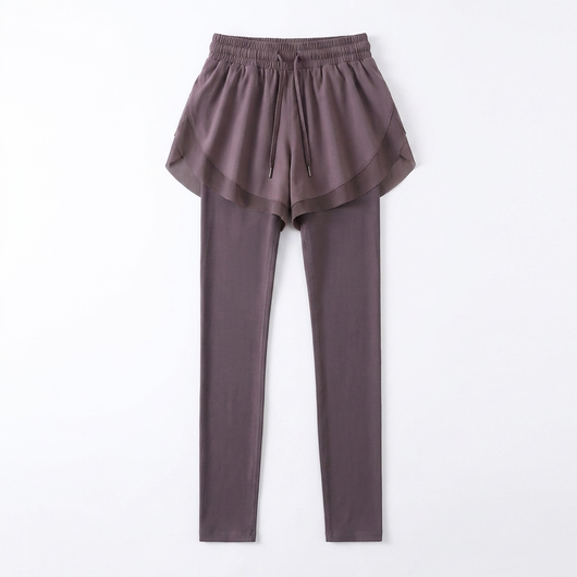 Two-Way Shorts Layered Leggings Purple_1