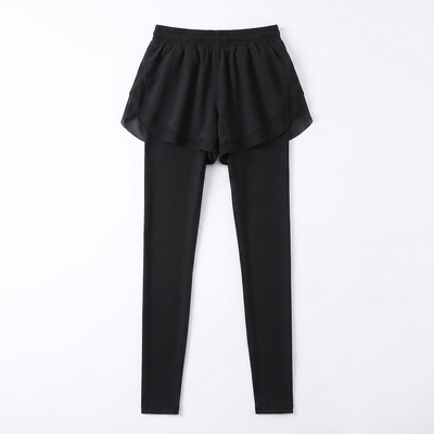 Two-Way Shorts Layered Leggings Black_1
