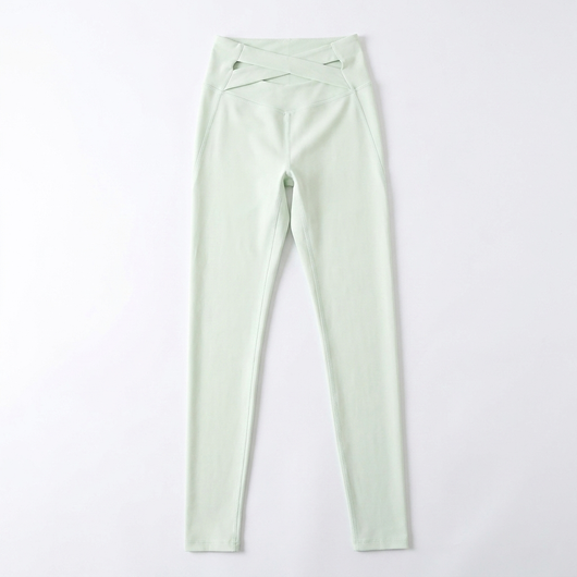 Back-Cross Yoga Leggings Green flat-lay