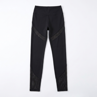 Mesh Panel Yoga Leggings Black flat-lay