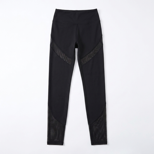 Mesh Panel Yoga Leggings Black flat-lay