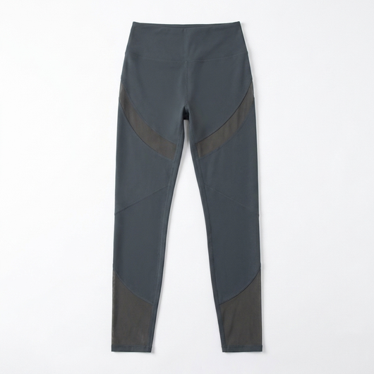 Mesh Panel Yoga Leggings Gray flat-lay
