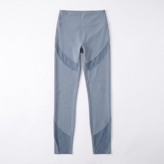 Mesh Panel Yoga Leggings Gray Blue flat-lay