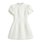 Women's Soft Fabric Mini Dress | Chic Structured Silhouette with Puffed Sleeves