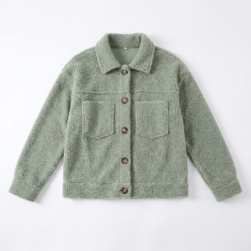 Women's Cozy Sherpa Cardigan | Relaxed Fit Autumn Layering Jacket in Sage Green