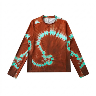 Women's Spiral Print Sports Long-Sleeve T-Shirt - Slimming Quick-Dry Breathable Top