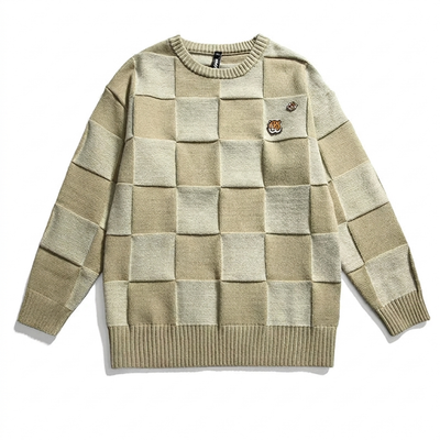 Checkered Vintage Pullover Sweatshirt green flat-lay