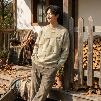 Checkered Vintage Pullover Sweatshirt lifestyle 2