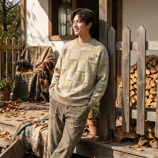 Checkered Vintage Pullover Sweatshirt lifestyle 2