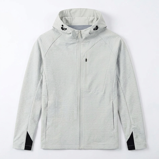 Mesh Soft Shell Outdoor Jacket gray flat-lay