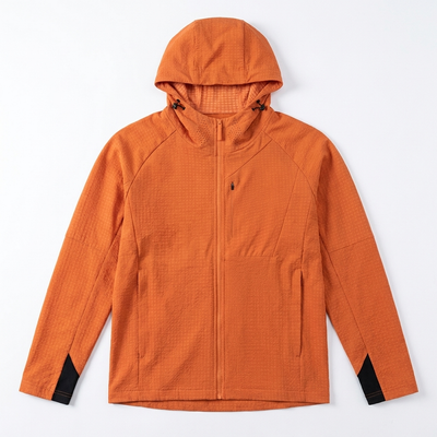Mesh Soft Shell Outdoor Jacket orange flat-lay