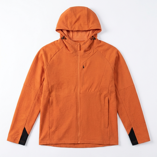 Mesh Soft Shell Outdoor Jacket orange flat-lay