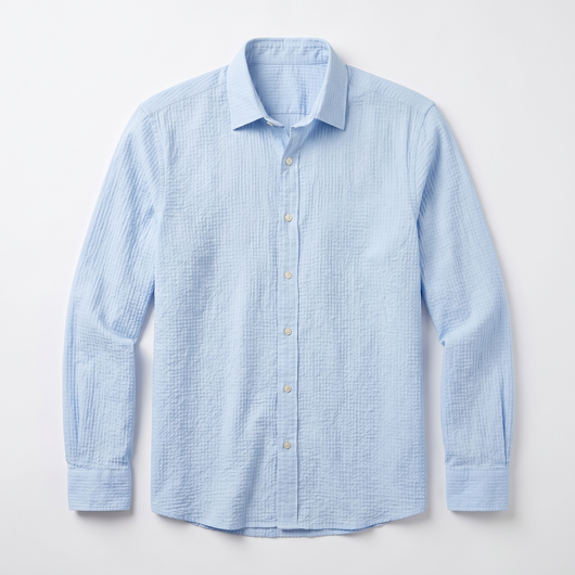 Men's Textured Button-Up Shirt - Sky Blue - flat lay