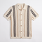 Men's Polo Shirt with Button-Front Placket - Slim Fit Polo with Contrast Panels and Ribbed Center