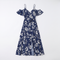 Women's Floral Cold-Shoulder Maxi Dress - Flowing Silhouette Dress with Adjustable Straps