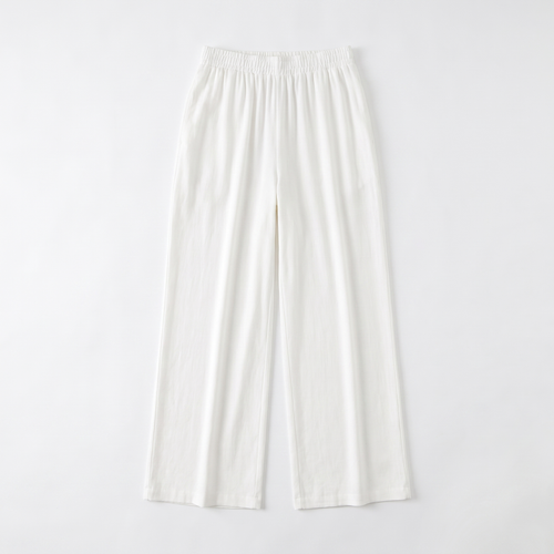 Women's High-Waist Wide-Leg Trousers - Relaxed Fit Trousers with Elastic Waistband