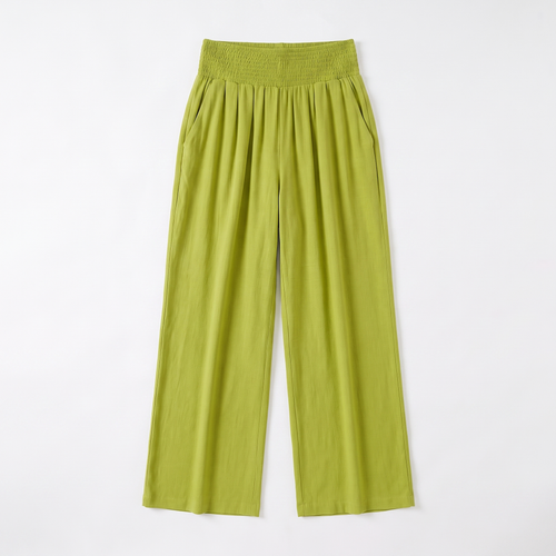 Women's High-Waist Wide-Leg Trousers - Relaxed Fit Trousers with Elastic Waistband