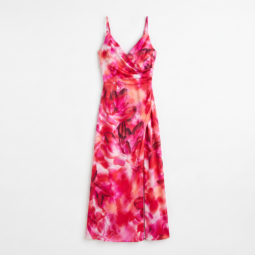 Women's Floral V-Neck Midi Dress - Lightweight Airy Fit Dress for Summer Wardrobe