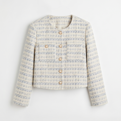 Cream button-front cardigan jacket flat lay
