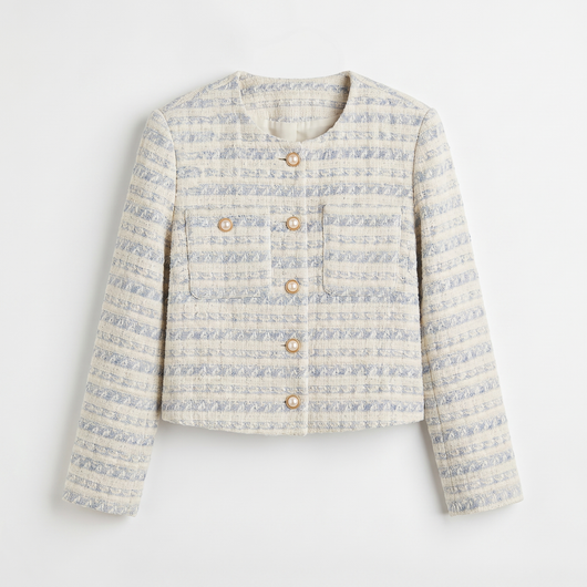 Cream button-front cardigan jacket flat lay
