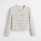 Women's Tweed Button-Front Cardigan Jacket - Classic Round Neckline Cardigan with Gold-Tone Buttons