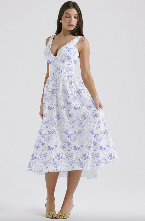 Faye Floral A-Line Midi Dress